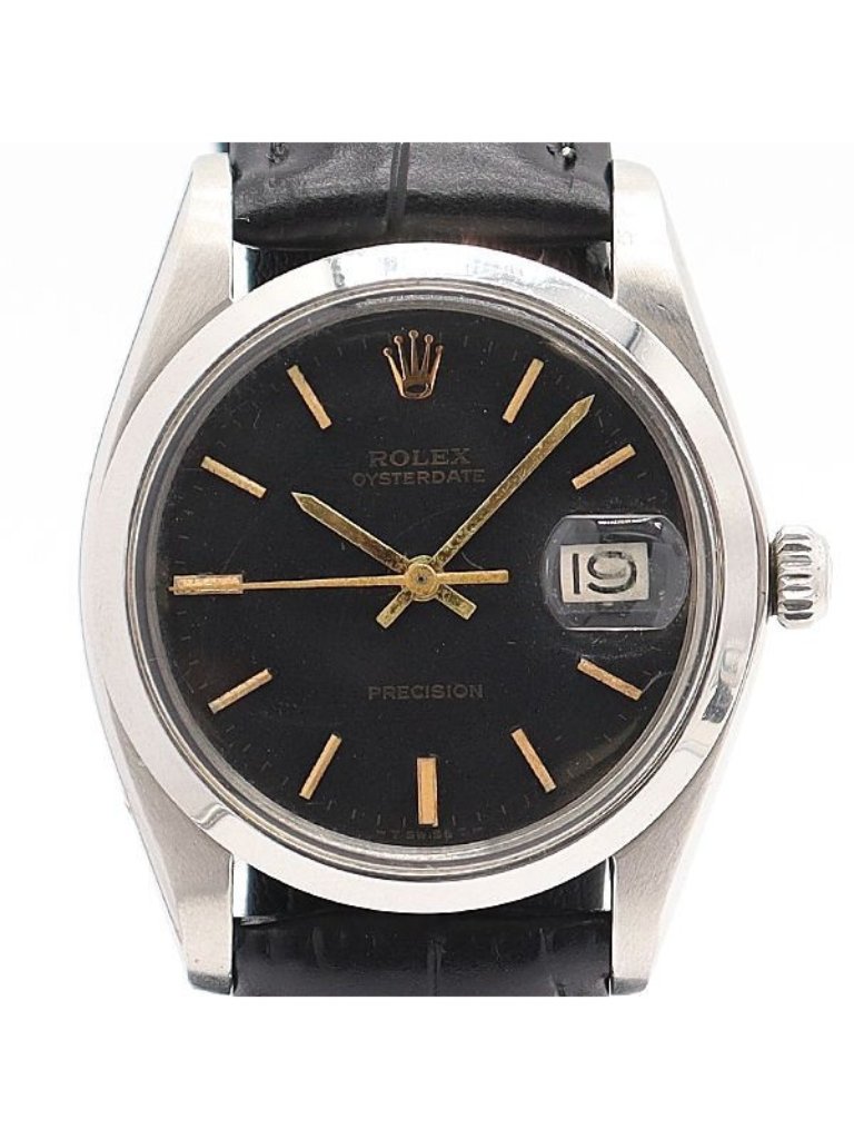 Rolex Oyster Date Manual Wind Black Dial Watch